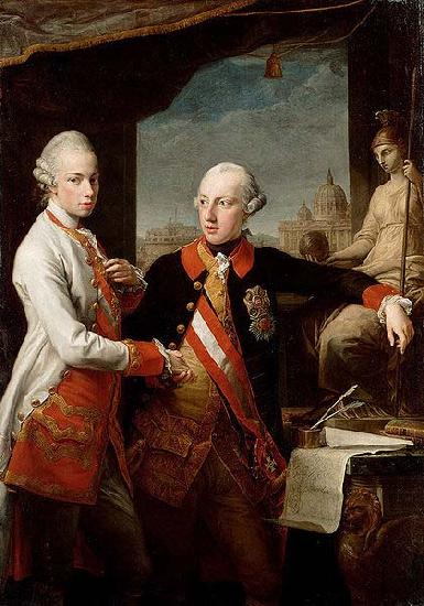 Pompeo Batoni Portrait of Emperor Joseph II (right) and his younger brother Grand Duke Leopold of Tuscany (left), who would later become Holy Roman Emperor as Leopo Sweden oil painting art